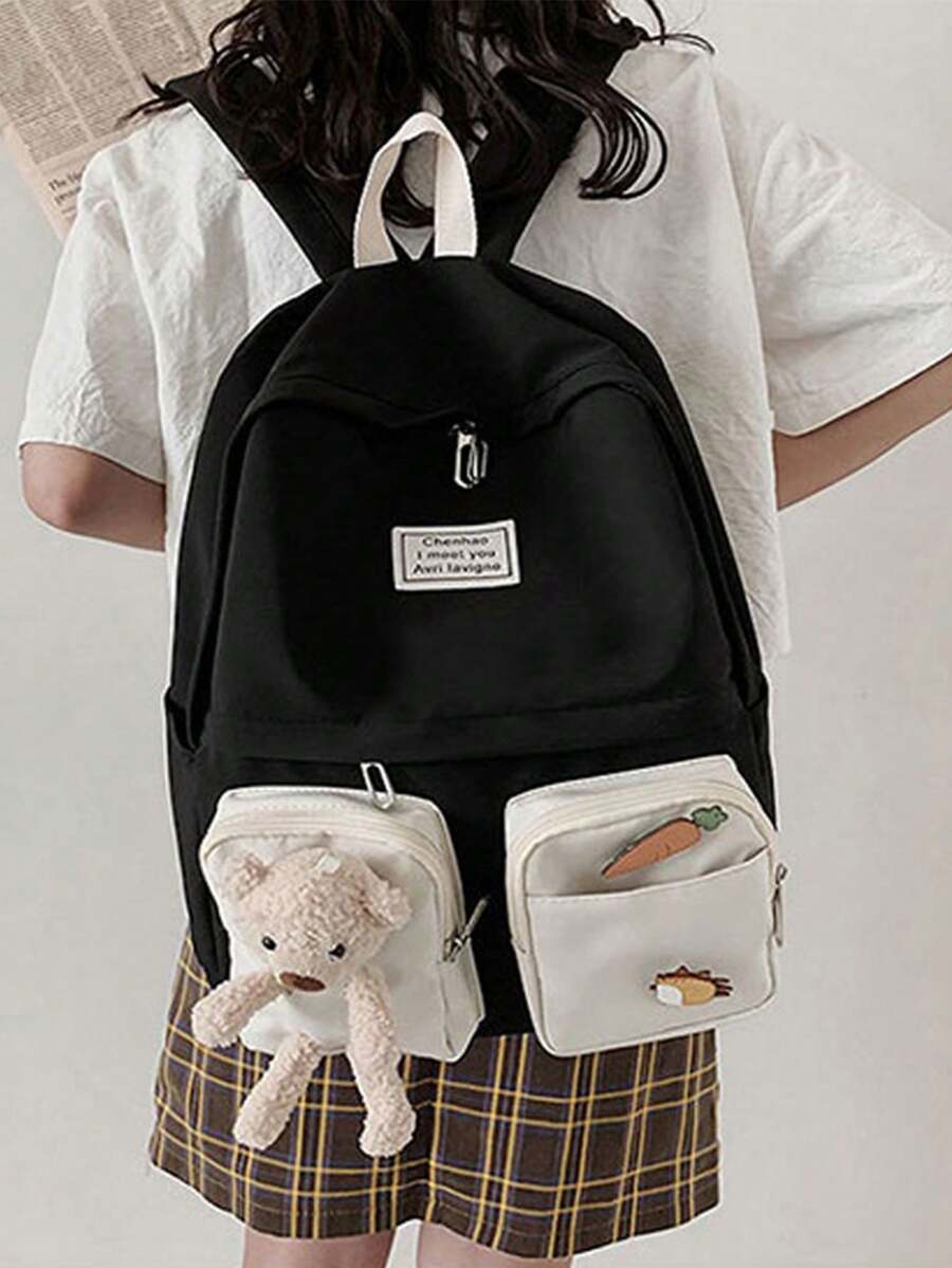 TINYAT Multi Color Women's Backpack, Lightweight And Durable Polyester Travel Bag, Adjustable Shoulder Straps Book Bag For School, Outdoor Sports, Music Concerts And Daily Use. - Multicolor - View 1
