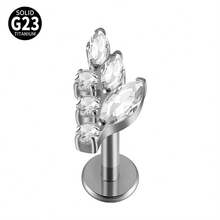 1 件钛心形氧化锆唇环内螺纹 CZ 花形唇钉耳屏耳软骨扁平穿孔鼻环饰品 - 鈦原色 - 查看 19