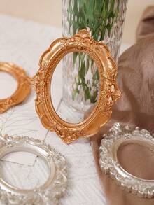 Gold/Silver Vintage Resin Embossed Small Photo Frame, Blank Carved Frame Scrapbooking Supplies, Decorative Accessories For Rustic Home, Photography Props, Dorm Decor - Multicolor - View 3