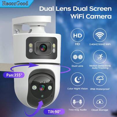 2K WiFi Smart Camera, Smart Night Mode, Supports Color Night Vision, PTZ Technology For Blind Spot Coverage, Ai Motion Detection, APP Notification, Multi-User Sharing, One Evictions Sound And Light Alarm, App Remote Security Camera Suitable For Multi-Functional Intelligent Security Monitoring In Stores/Warehouses, Intelligent Monitoring Of The Elderly, Teenagers And Pets