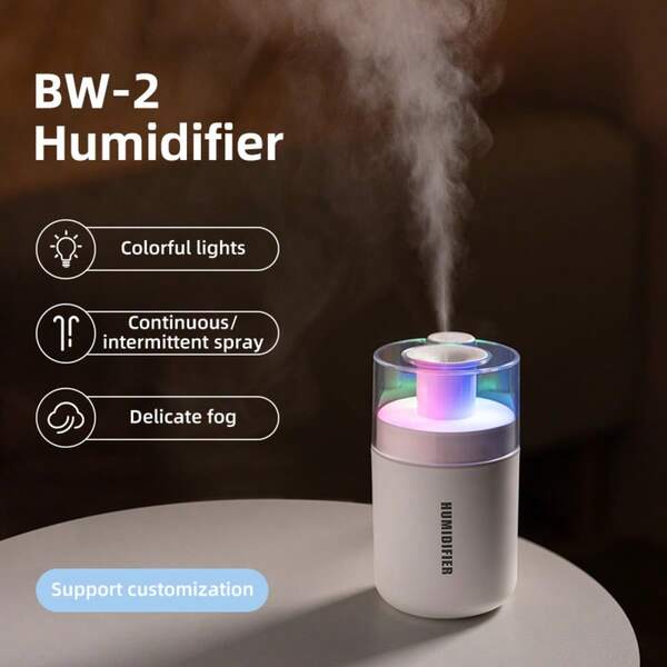 180 ml Mini humidificateur USB avec lumière d'ambiance RVB 7 couleurs, minuterie 4/8 heures, 3 modes de brumisation + 4 modes d'éclairage, convient pour la voiture, le bureau, la chambre, l'aromathérapie