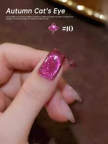 NAI SHI Nail Polish 12ML Capacity, 2025 Autumn And Winter Season, New Year New Gift, Sparkling Galaxy Crushed Diamond Rose Red, Night Cream Autumn Purple Gold Crystal Cat Eye Gel Nail Polish. Suitable For All Seasons, Translucent Cat Eye Magnetic Nail Beauty. - Multicolor - View 6