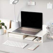笔记本电脑显示屏增高支架，桌面收纳文件架，熬夜完成计划眼睛不酸，久坐不累。不自觉地挺直腰背，久坐后腰不酸了。同事们都说：“你坐得比以前端正多了！” - 彩色 - 查看 4