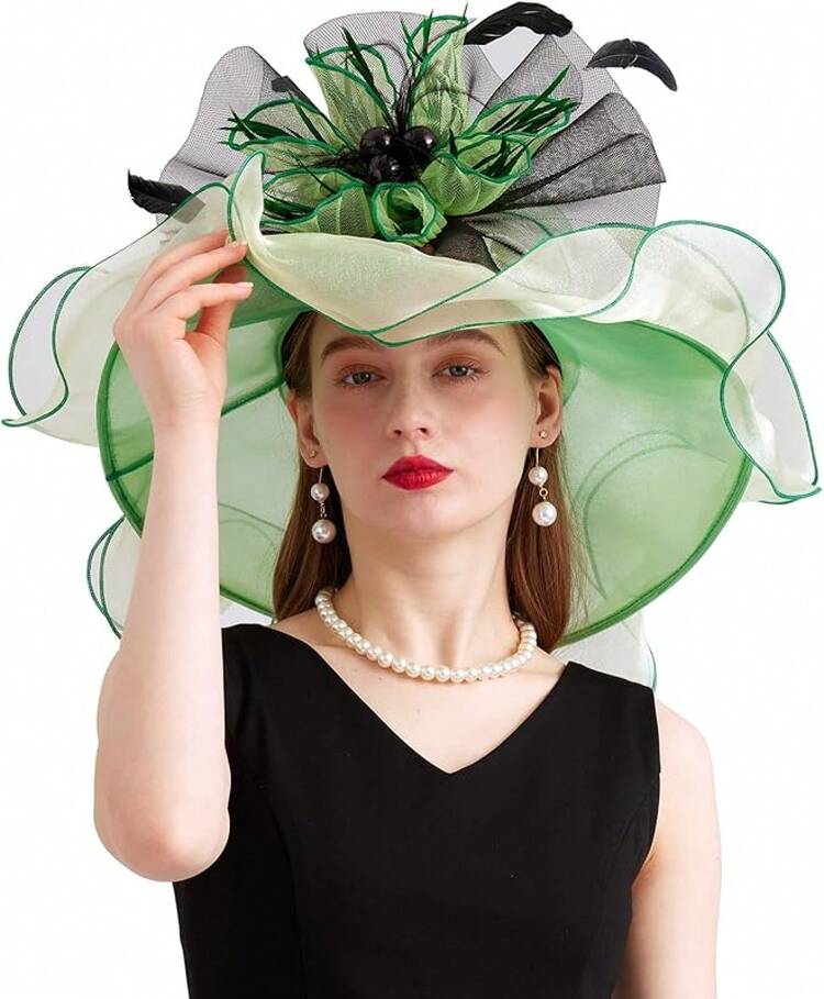 Women Organza Derby Hat Fascinator Tea Party Wedding Church  display picture 2
