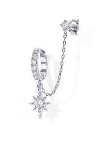 Luxury Cubic Zirconia Star Gold Dangle Earrings Stackable Piercing Hoop Stud Earring For Women Girls Party Wedding Sweet Jewelry Gift