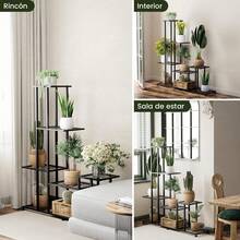 Soporte para plantas de metal,soporte multifuncional de metal para plantas de 5 niveles, interior/exterior patio jardín balcón terraza estante para flores, marco decorativo de acero negro - Negro - Ver 4