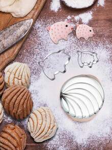 1 pièce/5 pièces Moule à pain mexicain, moule à biscuits, moule à biscuits créatif, emporte-pièce à biscuits en forme de cochon, moule à concha, moules pour pain concha, moules à découper le pain, moules à découper les fruits et légumes, produits de boulangerie, ustensiles de cuisson