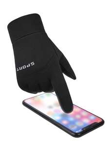 1 Pair Outdoor Sports Waterproof Gloves, Touchscreen Enabled, Thermal Lined, Windproof, Suitable For Driving, Cycling, Autumn/Winter - Black - View 3