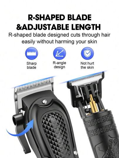  HIENA 二合一 T9 电动理发器，带数字显示屏，便携易用，适合家庭使用（另有单刀头理发器可选）