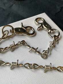 朋克荆棘丝网烧烤裤长腰链嘻哈摇滚哥特女式男式裤子牛仔裤配饰，欧美饰品，派对配饰，派对珠宝，男友礼物，情人节礼物，父亲节礼物 - 彩色 - 查看 4