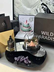 1pc DIY Asymmetric Luxury Acrylic Black Mirror Tray, INS Style Decor Candle/Diffuser Base, Photography Prop, Entryway Console Decor Display, Suitable For Holidays, Beach, Bathroom, Bedroom Storage, Large Capacity - Multicolor - View 4