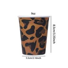 10 Stücke/20 Stücke/40 Stücke, Leoparden-Muster 9oz Papierbecher Party Zubehör - Geparden-Muster Geburtstags-Dekorationen Geschirr Becher, Tier Leoparden Thema Geburtstags Party Becher für Baby-Shower Party Gastgeschenke Dschungel Thema Zubehör - Braun - Übersicht 5