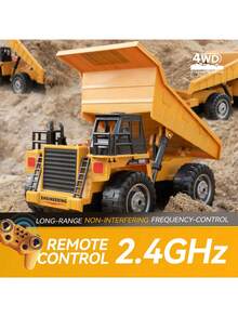 JCMO 儿童遥控工程自卸卡车玩具，2.4GHz RC 11 通道，带灯光和声音，1:20 比例黄色塑料工程车模型，超级英雄主题玩具套装，曲柄操作，适合 3 岁以上儿童，是 6-12 岁男孩的理想生日圣诞礼物 - 彩色 - 查看 5