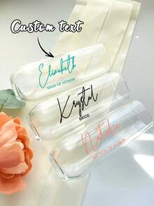 1/6/12片装定制伴娘玻璃杯贴纸，个性化玻璃贴纸，适用于新娘派对玻璃杯、伴娘、香槟杯、香槟杯，个性化礼物，女士发饰 - 彩色 - 查看 1