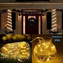 Solar Rope Lights,  LED Solar String Lights, 8 Modes Waterproof Solar Powered Outdoor Light, Flexible Clear Tube Light For Garden Backyard Patio Deck Pool Tree Decor - 暖白色 - 查看 2