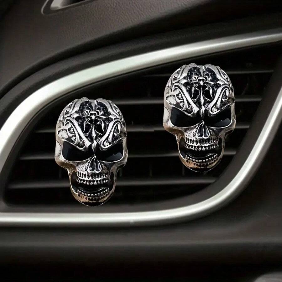 Car Air Freshener Skull Design Car Perfume Natural Scent Air Conditioner Aromatherapy Clip Car Deodorant, Car Decoration