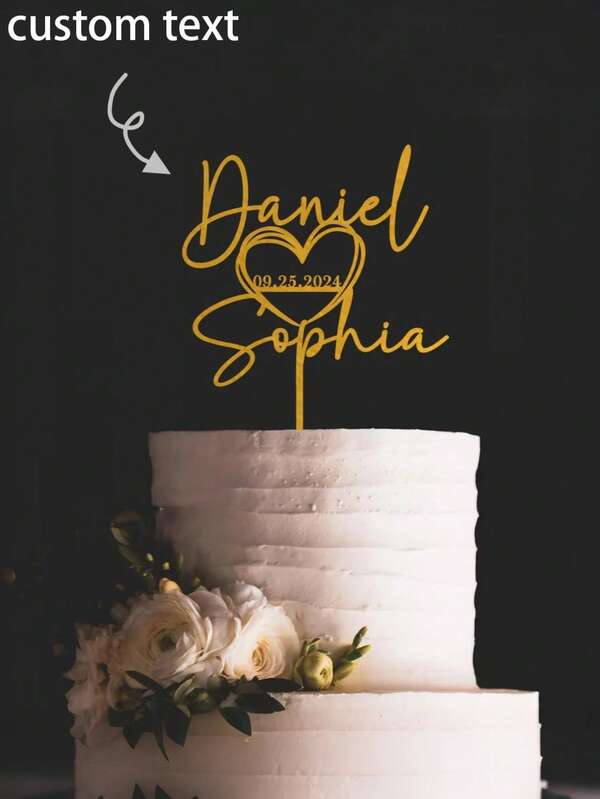 1pc Acrylic Cake Topper, Custom Cake Insert, Exquisite Decoration, Vintage Custom, Personalized, Suitable For Wedding, Birthday