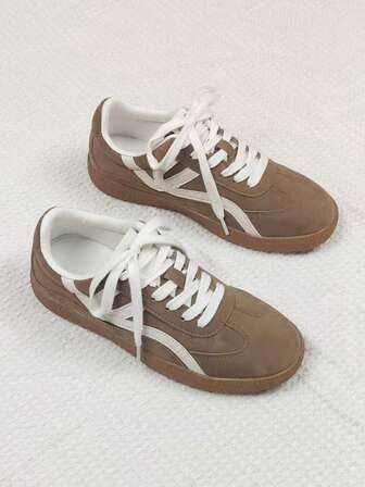 Brown Breathable Casual Shoes, Student Trainers For Women, New Autumn/Winter Soft Suede Versatile Rubber Sole Sneakers