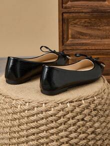 2025 Nuevos zapatos planos casuales y cómodos con lazo decorativo y punta francesa, disponibles en múltiples tallas - Negro - Ver 6