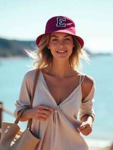 1pc Women Personalized A-Z Letter Bucket Hat, Outdoor Sun Protection Casual Cap For Spring Autumn Traveling Beach Holiday Women Sun Hat , Suitable For Summer&Spring&Autumn Outdoor Activities Autumn Decor