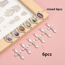 12 Stücke zufällig gemischte 3-Loch Anhänger Charms mit Kreuz, geeignet für DIY Rosenkranz Armband, Halskette usw. (6 Stücke + 6 Stücke)