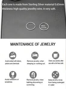 2件装 8毫米纯银鼻环耳骨环耳廓唇耳穿孔饰品 22G*0.65毫米