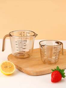 1pc 150ml/300ml/600ml/1000ml PS Graduated Measuring Cup, Coffee Measuring Cup, Thick & Durable, Multi-Size Options, Stackable For Easy Storage, Transparent Container, Baking Tool, Multi-Functional Kitchen Utensil, Kitchen Essential - Brown - View 6