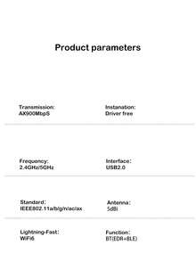 Driver-Free Wireless Network Card, WiFi6 High-Speed 5G Dual-Band USB Computer Receiver