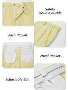 Blue Seersucker 2 Piece Casual Summer Beach Men's Suit Set With Stripes Weddings HXX0 - Màu vàng - Xem 3