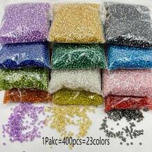 400 颗/36 克 4 毫米玻璃种子珠，23 种鲜艳颜色，高品质圆形散珠，适用于珠宝制作、DIY 耳环、手链、工艺品 - 4mm米珠 - 查看 3