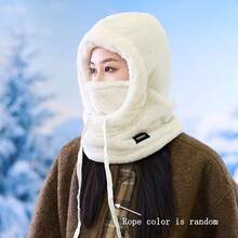 Winter Fleece Windproof Face Mask - Elastic Drawstring Closure, Lightweight & Warm For Cycling, Skiing, Outdoor Sports, Solid Color Balaclava, Warm Lined Windproof Ear Protection Cap, Unisex