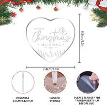 Our First Christmas As Mr & Mrs 2025, Transparent Acrylic Heart Christmas Decoration, Married 2025 Ornament, Bridal Shower Gift For Newlywed Couple, Christmas Tree Decor, Married Gifts, Christmas Ornament For Couples Home Decor Christmas Decorations Room Decor