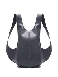 Casual Minimalist Oil Wax PU Leather Backpack, Anti-Theft Backpack, Crazy Horse Leather Unisex Student Backpack - 淺藍色 - 查看 2