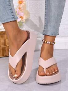 Sandalias de cuña de verano para mujer, cómodas y casuales con suela gruesa y antideslizante, de moda y versátiles, perfectas para vacaciones, playa, regalo del Día de San Valentín, atuendo del Ramadán, sandalias de vacaciones color rosa para damas - Rosa - Ver 5