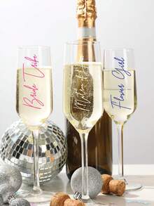 1/6/12 piezas Copas de champán personalizadas para damas de honor con etiquetas de cristal, adecuadas para regalos de damas de honor, copas de boda, despedida de soltera, ducha nupcial, regalos de propuesta - Multicolor - Ver 5