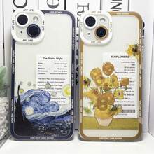 Funda de Teléfono de Arte Estético de Van Gogh Compatible con  16 15 14 13 12 11 Pro Max XS X XR SE 78 Plus Mini Funda Girasoles La Noche Estrellada, Funda Compatible con  17,  17 Pro,  17 Pro Max - 04 - Ver 3