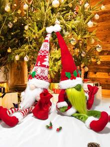 2pcs Swedish Dwarfs, Christmas Holiday Decorations, Nordic Style Ornaments, Hanging Leg Shelf Mats, Christmas Couple Decorations, Faceless Green Monster Christmas Ornaments, Party Decorations
