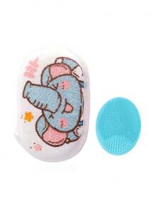 1/2 件可爱动物海绵淋浴和洗发刷套装 - 柔软硅胶，温和头皮按摩，易清洁发刷，卡通毛巾，柔软泡沫洗涤器，身体和头发清洁海绵，适合青少年 - 彩色 - 查看 1