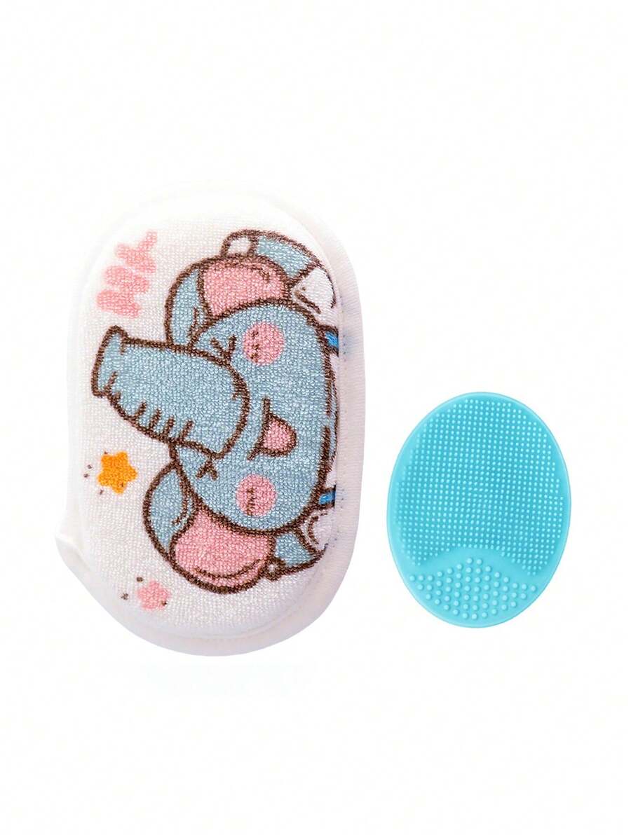 1/2 件可爱动物海绵淋浴和洗发刷套装 - 柔软硅胶，温和头皮按摩，易清洁发刷，卡通毛巾，柔软泡沫洗涤器，身体和头发清洁海绵，适合青少年 - 彩色 - 查看 1