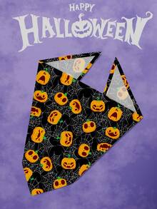 Terrifying Halloween Pet Bandana With Pumpkins Ghost Pattern Pet Kerchiefs,Adjustable Jack-O'-Lantern Theme Pattern Printing Dog Triangle Bibs Scarfs,Suitable For Small To Medium Dogs And Cats - Soft Polyester, Machine Washable