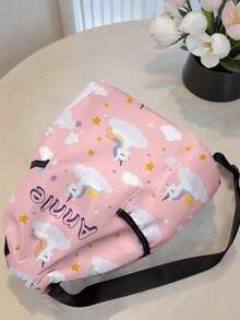 1pc Customized Name Cartoon Pattern Drawstring Backpack With Pockets, Personalized Design, Back To School Gift, Suitable For Kids, Boys, Girls, Print Your Own Name Or Sister And Classmate's Name As A Gift - Multicolor - View 3
