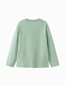 Balabala Camiseta de manga larga para niños 2025 Primavera/Otoño Nuevo estampado de mecánica - verde amarillo - Ver 3