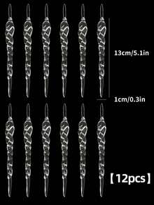 全新 12 件透明亚克力冰柱圣诞树装饰品 - 人造冰柱装饰品，透明亚克力装饰品 - 适合节日派对、冬季家居装饰和节日庆典、树装饰