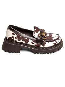 Mocassins Femme Semelle épaisse Avec Mors Doré – Style Chic And Moderne - Cow - View 4