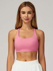 MASKERT Women's Sports Square-Neck Spliced Underwear Sports Vest, Yoga Clothing Sports Vest, High-Elasticity Sports Vest For Home And Commuting, Skin-Friendly And Comfortable