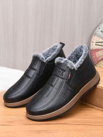 Botas de nieve de invierno para hombre, parte superior, impermeables y antideslizantes, de fácil puesta, suela suave, ligeras, adecuadas para uso casual, de negocios y en el hogar