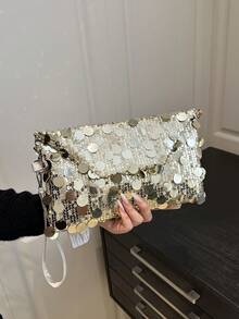 1 buc 2025 Noua geantă de mână cu paiete, poșetă de mână pentru femei la modă, pentru petrecere, întâlnire, cumpărături, seară - Aur - Vizualizare 1