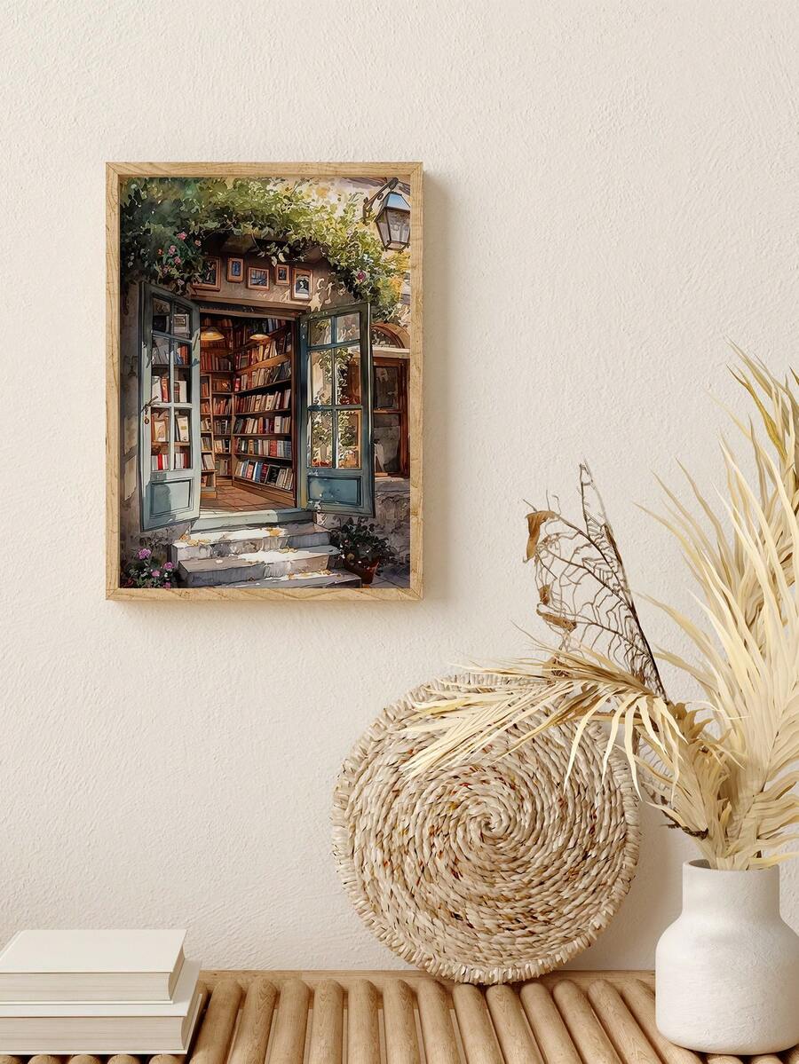 1 Piece Botanical Art Posters Library Hanging Picture Wall Print Vintage Wall Arts Book Lovers Gift Indoor Decoration Home Wall Decor No Frame