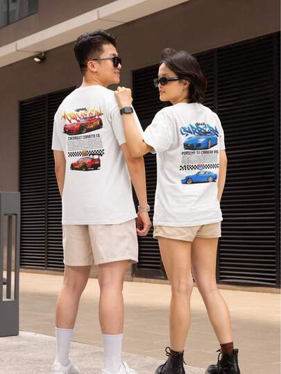 Set 2 Playeras Camisetas Pareja Novios Carros Real Duo Unisex Normal
