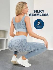 Conjunto deportivo con efecto tie-dye para mujer, conjunto de 2 piezas con sujetador con espalda en forma de H que levanta el busto y pantalones elásticos de fitness de alta cintura